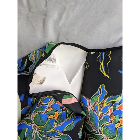 H&M Skirt Colorful Floral A Line Flared 3D Scuba Midi Skirt Womens Size 10 - Picture 3 of 11